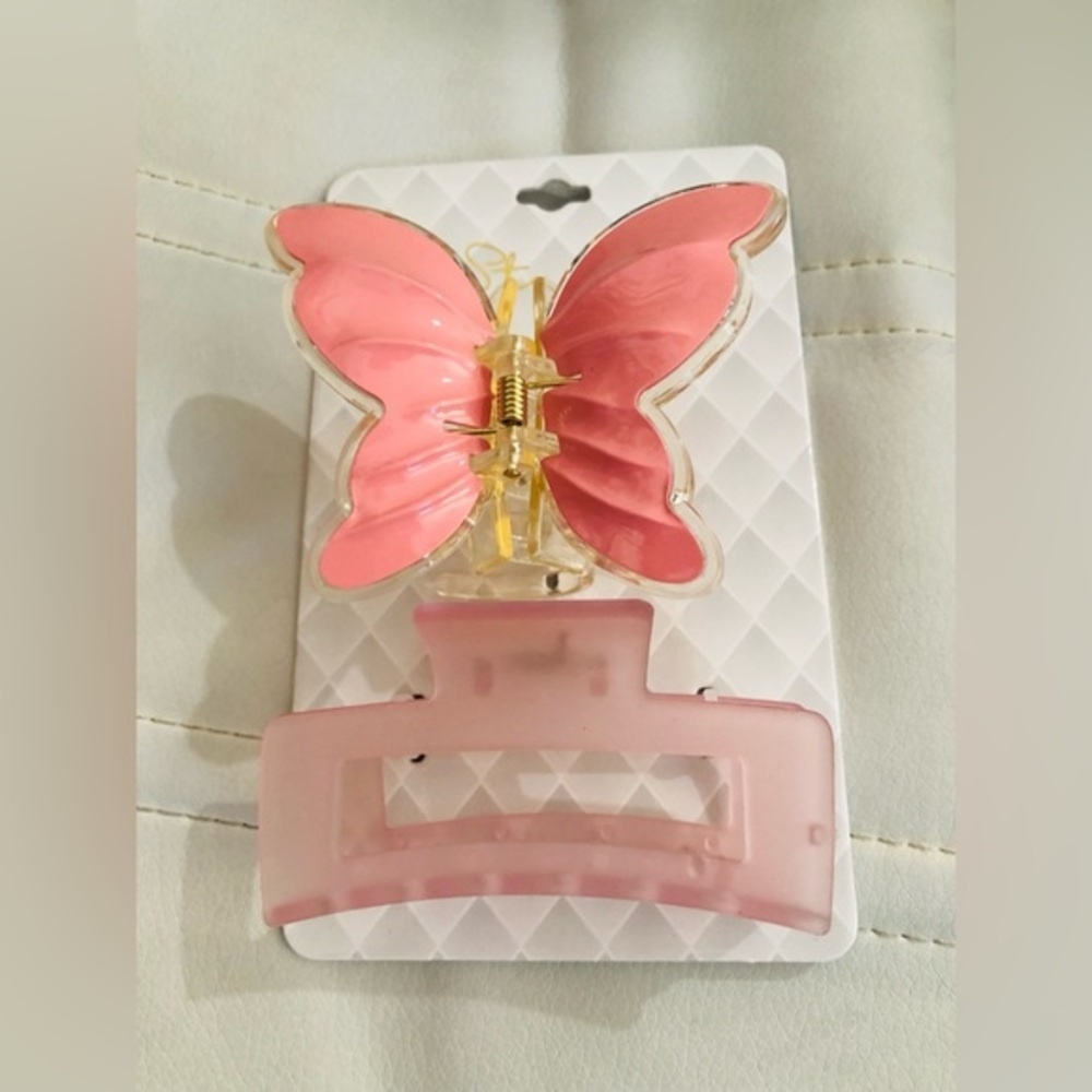 2piece Beautiful 3D pink gold butterfly & oversized‎ hair jaw clip set new - Picture 9 of 13